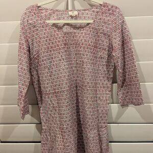 Pink and White Paisley Patterned Dress
